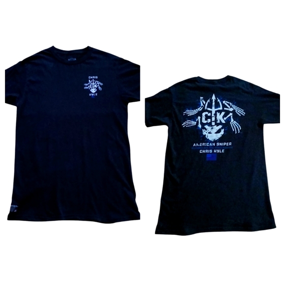 Chris Kyle Size Med Black Blue White Short Sleeved Tee-shirt - Picture 1 of 9